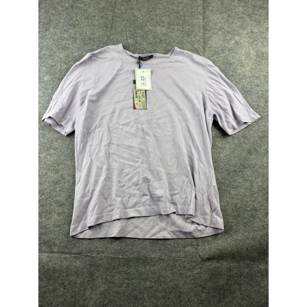 Zanella Women's Size L Lavender Short Sleeve Sweater Coquette‎ Made in Italy NWT
